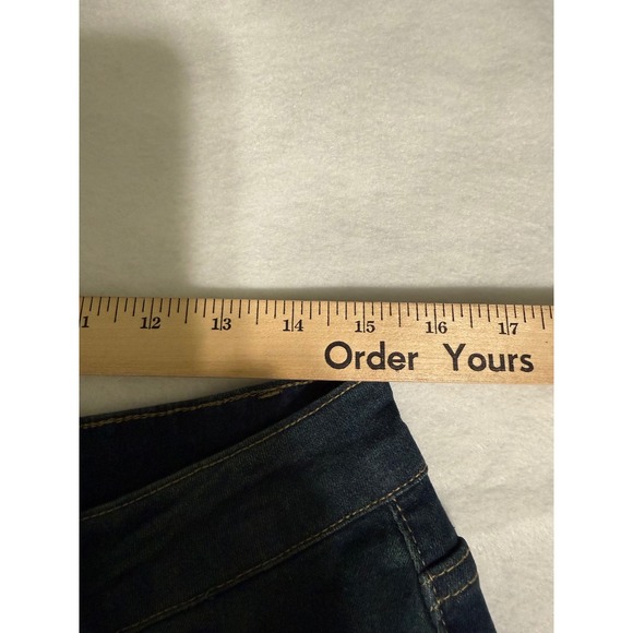 Womens XXL Wide Leg High Rise Raw Hem Dark Wash Whiskered Denim Jeans 9125 - Picture 6 of 8